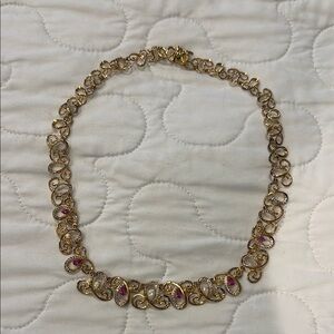 Elegant Gold and Pink Necklace